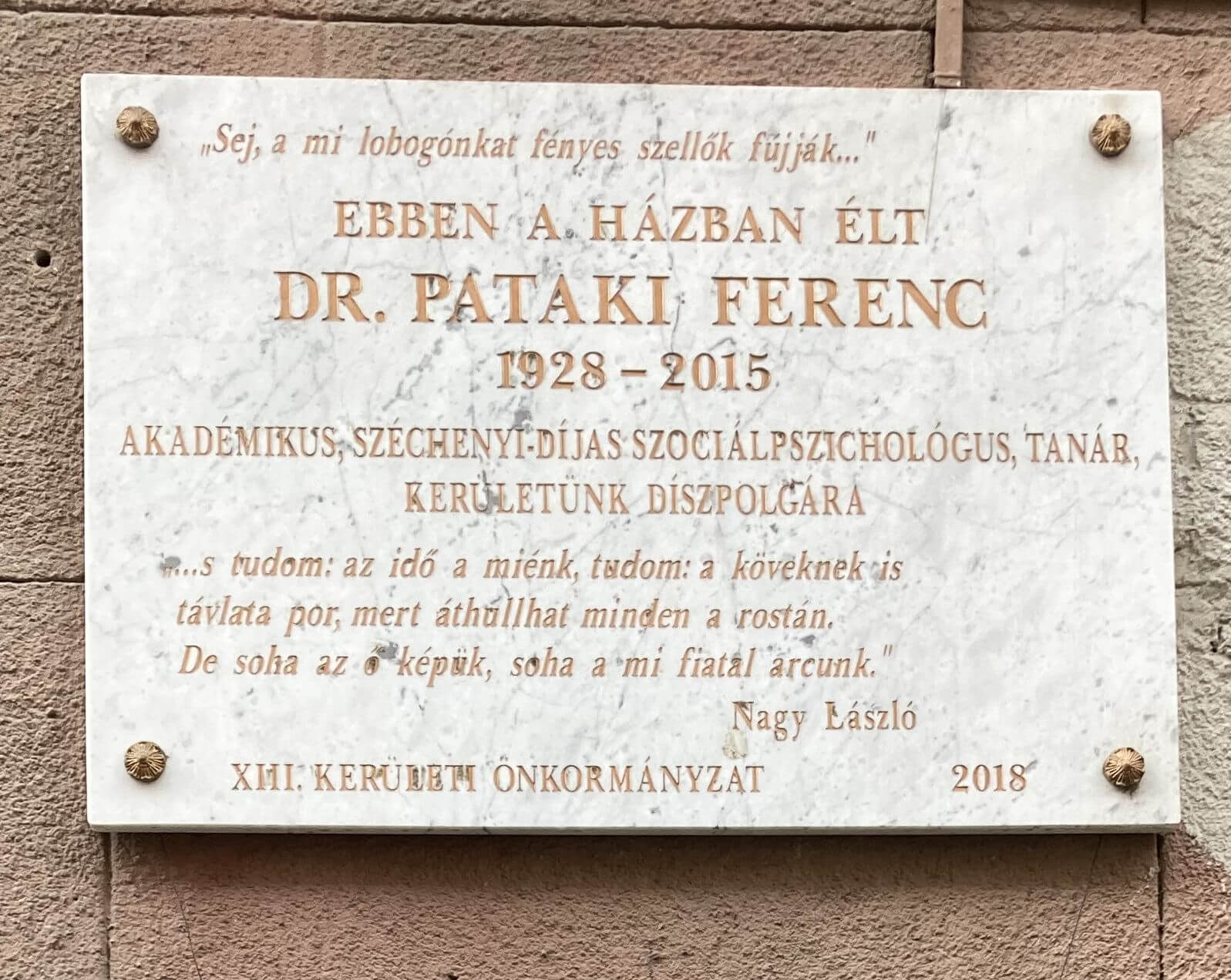 Dr. Pataki Ferenc emléktábla