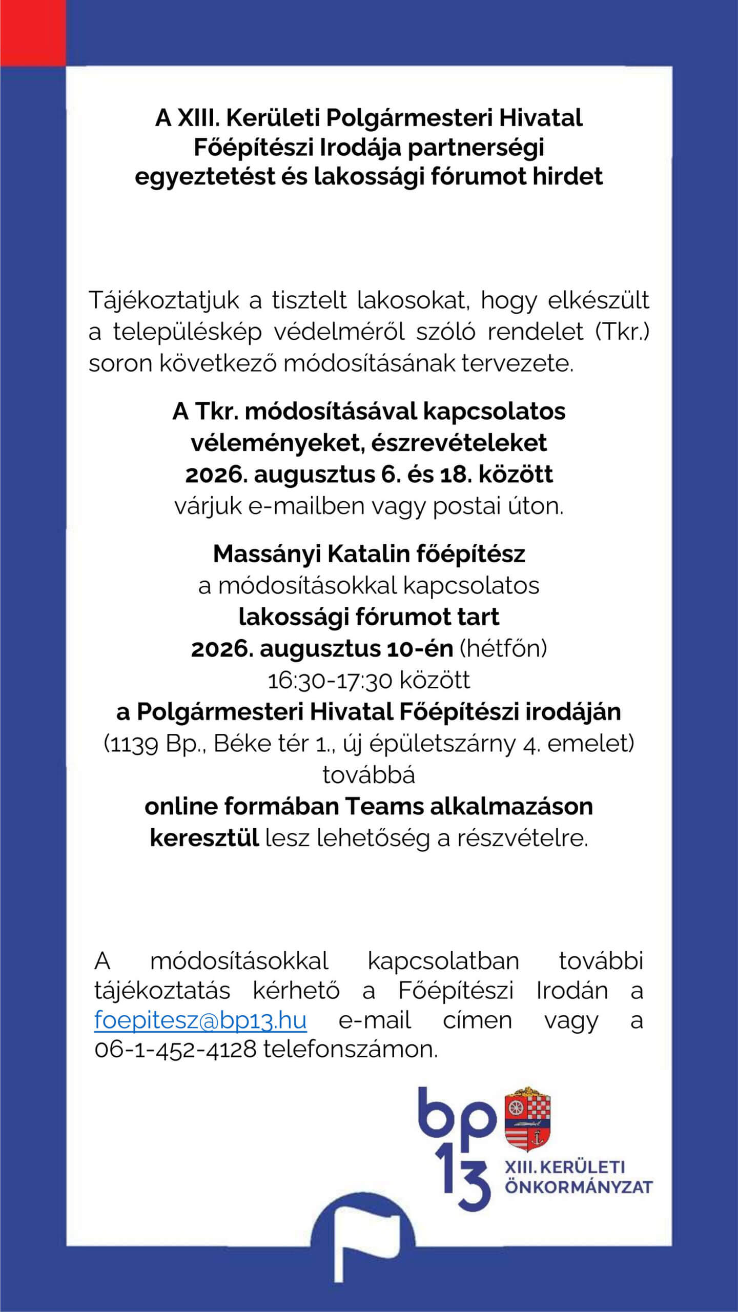 Felhívás partnerségi egyeztetésre